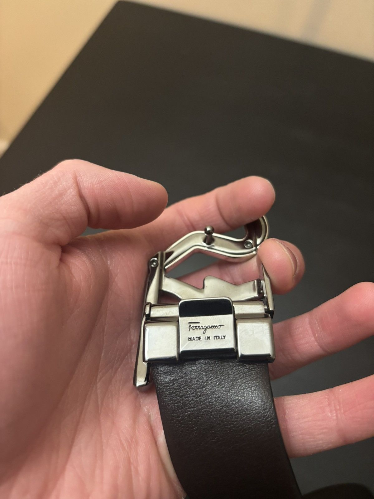 Salvatore Ferragamo Salvatore Ferragamo SF Gancini Buckle Belt Black Silver Size ONE SIZE - 3 Thumbnail