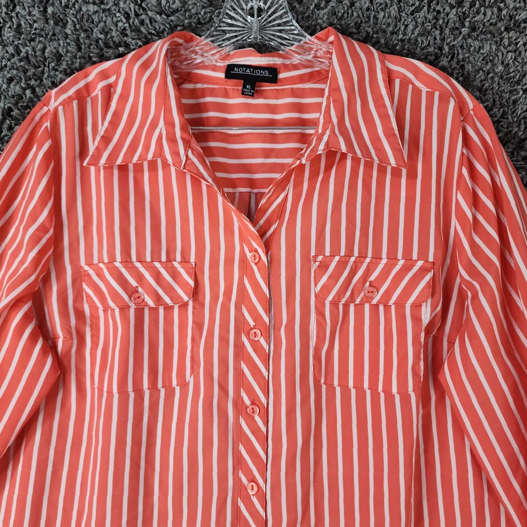 Vintage VINTAGE Notations Blouse Womens Pink Striped 3/4 Sleeve Button Up Size XL Size XL / US 12-14 / IT 48-50 - 3 Thumbnail