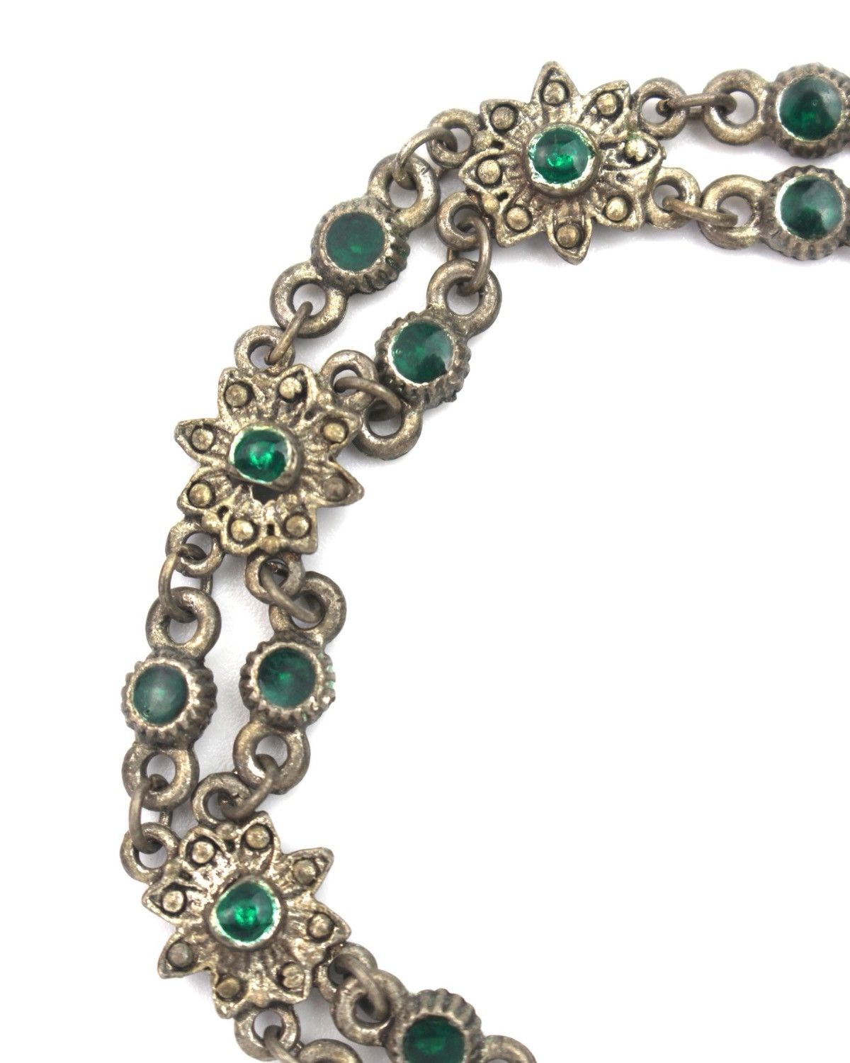 Vintage 2000S JAPANESE MADE EMERALD FLORAL LINK HAMSA BRACELET Size ONE SIZE - 2 Thumbnail