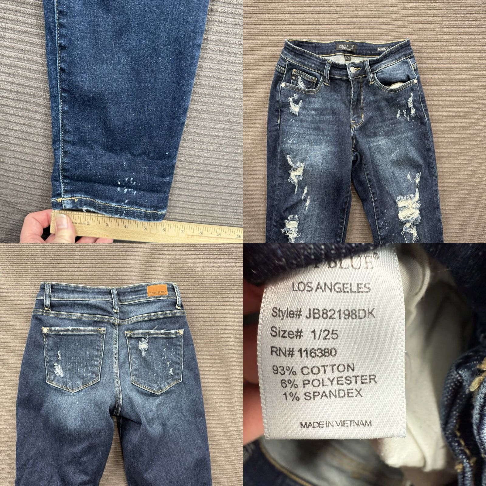 Vintage Judy Blue Jeans Women Jeans 25 Blue Cotton Mid Rise Boyfriend Fit Distressed Comfort Regular Size 25 Inseam 29 Bohemian City Preppy Style Size 42" / US 20 - 8 Thumbnail