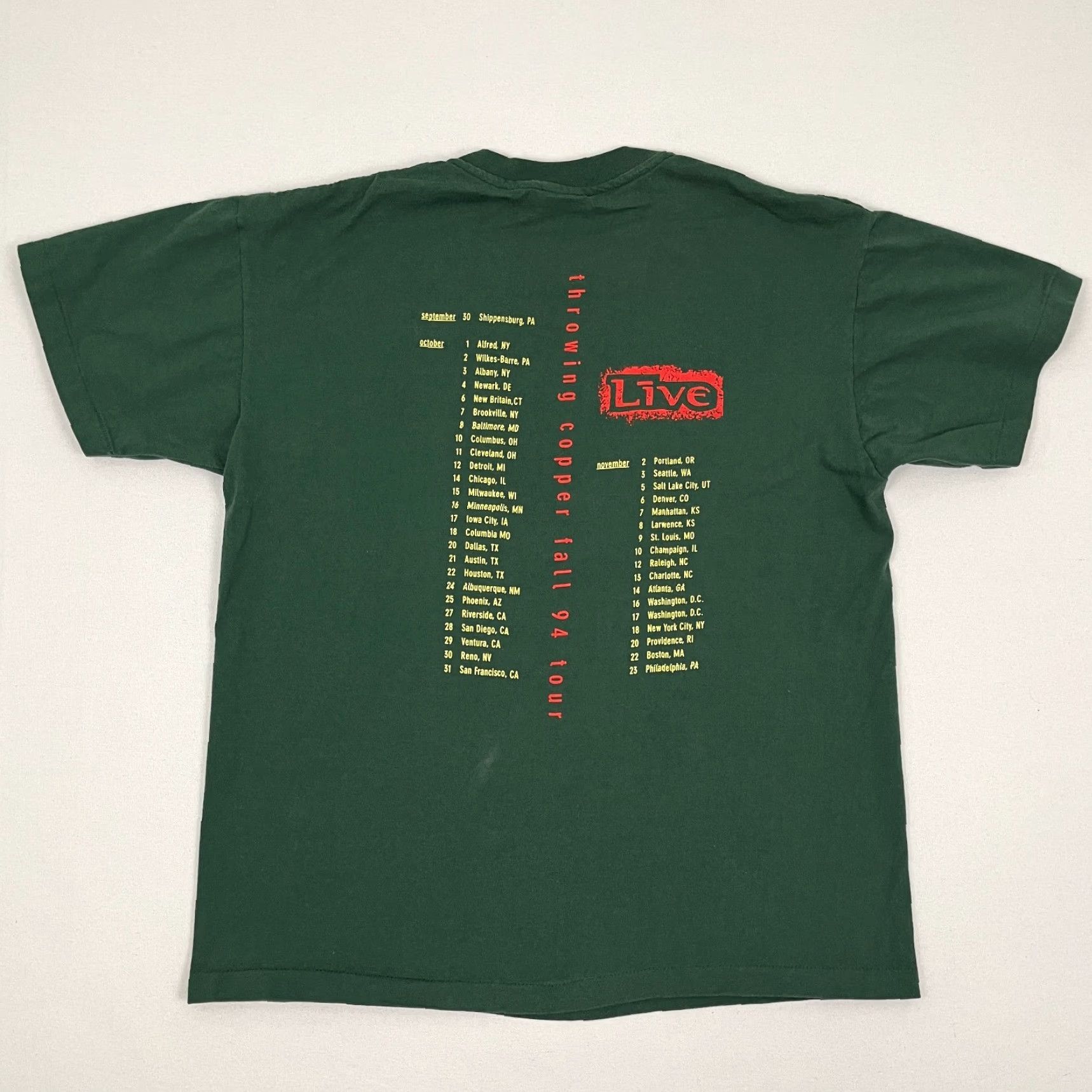 Anvil VTG 90s Throwing Copper Shirt Mens XL 1994 Live Tour Concert Band Logo Graphic Print T-Shirt Anvil Cotton Green Size US XL / EU 56 / 4 - 4 Thumbnail