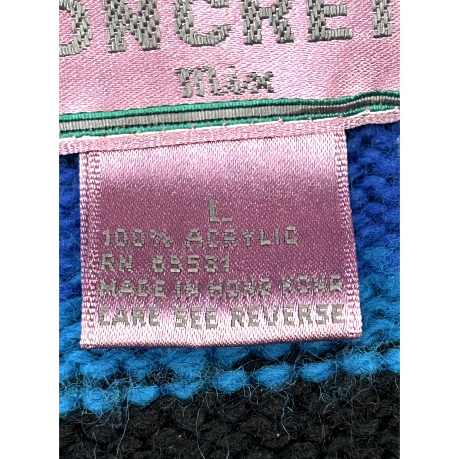 Vintage VINTAGE Concrete Mix Sweater Womens Blue Raglan Sleeve Crew Neck Geometric 80s 90s Bohemian Classic Designer Wool Look? Size L / US 10 / IT 46 - 6 Thumbnail