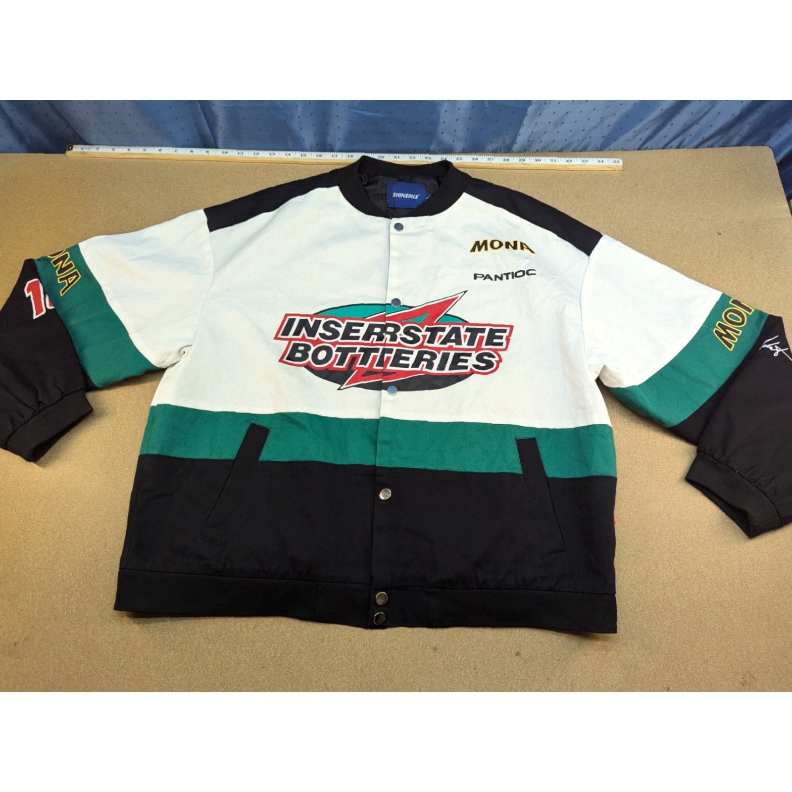 NASCAR Shinemix Interstate Batteries Racing Jacket Mens Large Nascar Bomber Formula 1 Jacket, Multicolor, Full Zip, Water Resistant, Pockets, Polyester Size US L / EU 52-54 / 3 - 2 Thumbnail