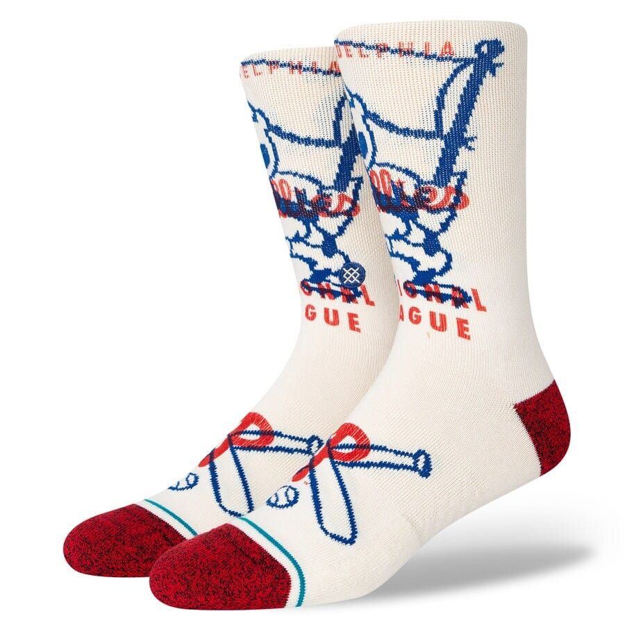 Stance Socks Phillies ‘Hey Batter’ Crew Socks x 3 - Large 9-13 - MLB Size ONE SIZE - 4 Thumbnail