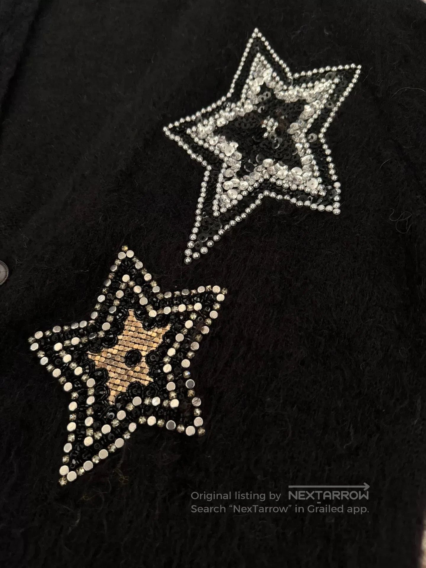 Saint Laurent Paris YSL Saint Laurent Sequined Star Knit Cardigan. Size XS / US 0-2 / IT 36-38 - 4 Thumbnail