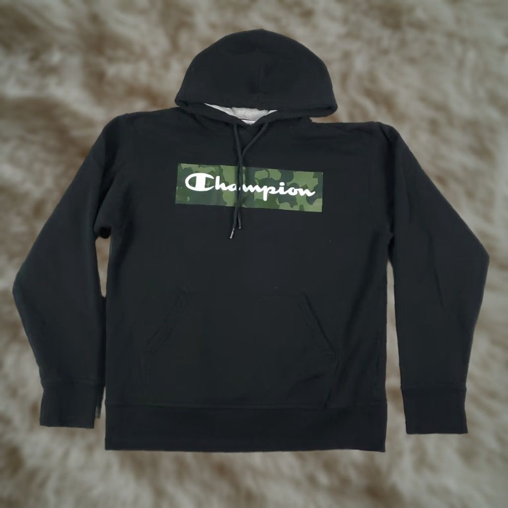 Champion VINTAGE Champion Hoodie Pullover Mens Medium Black Casual Sweater Sweatshirt Fall Winter Outdoor Sports Size US M / EU 48-50 / 2 - 1 Thumbnail