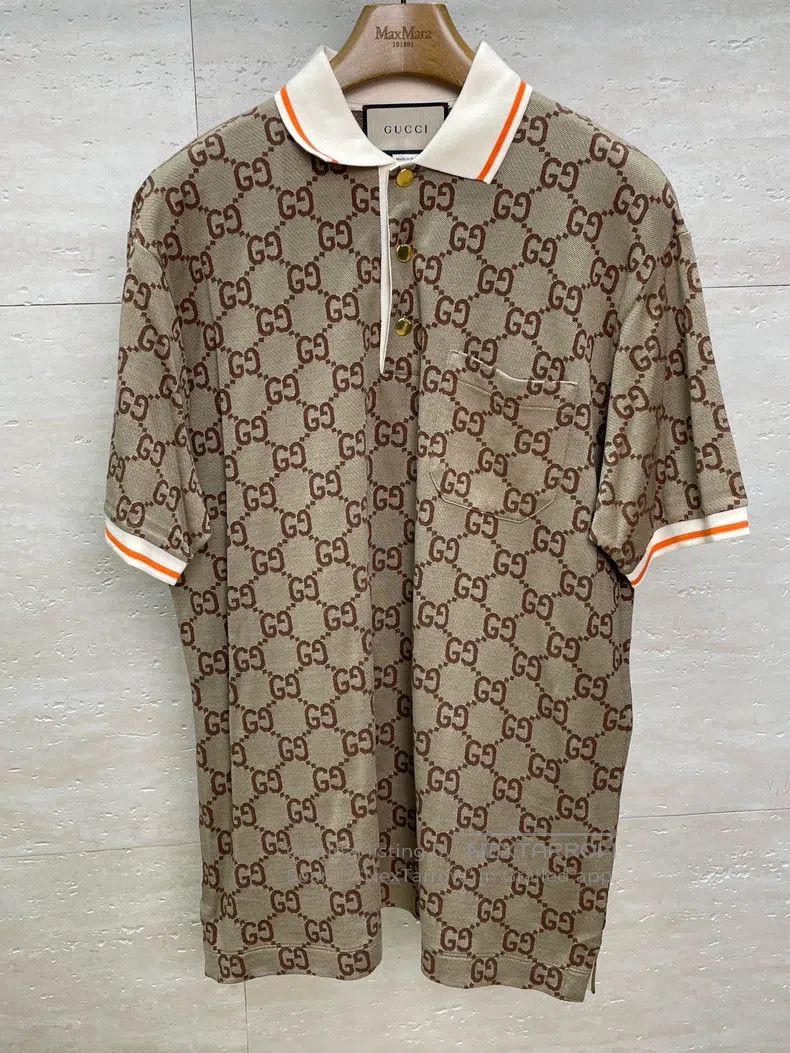 Gucci Gucci Full Print Polo Shirt Size US L / EU 52-54 / 3 - 1 Thumbnail