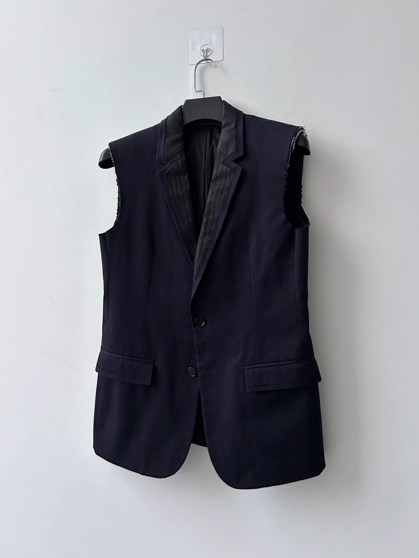 Maison Margiela MMM A/W14 Deconstructed Suit Vest Navy Blue Size 48R - 2 Thumbnail