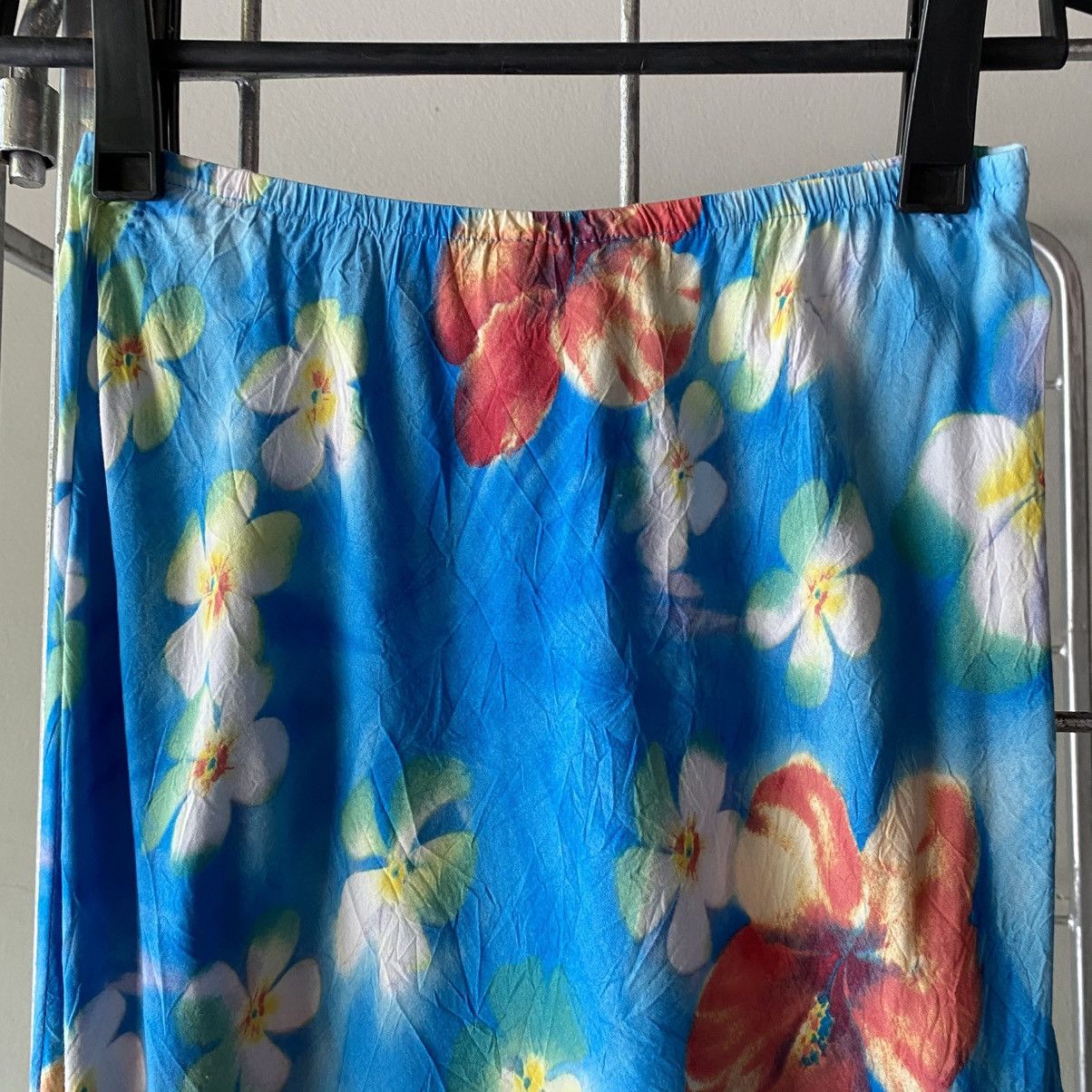 Jams World JAMS WORLD Bright Blue Floral Midi Skirt with Ruffle Trim Size 33" - 4 Thumbnail