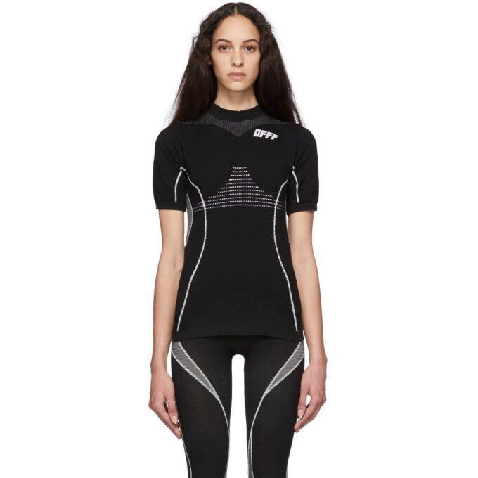 image of Off White Black And White Offf Logo Athletic T-Shirt, Women's (Size Medium)