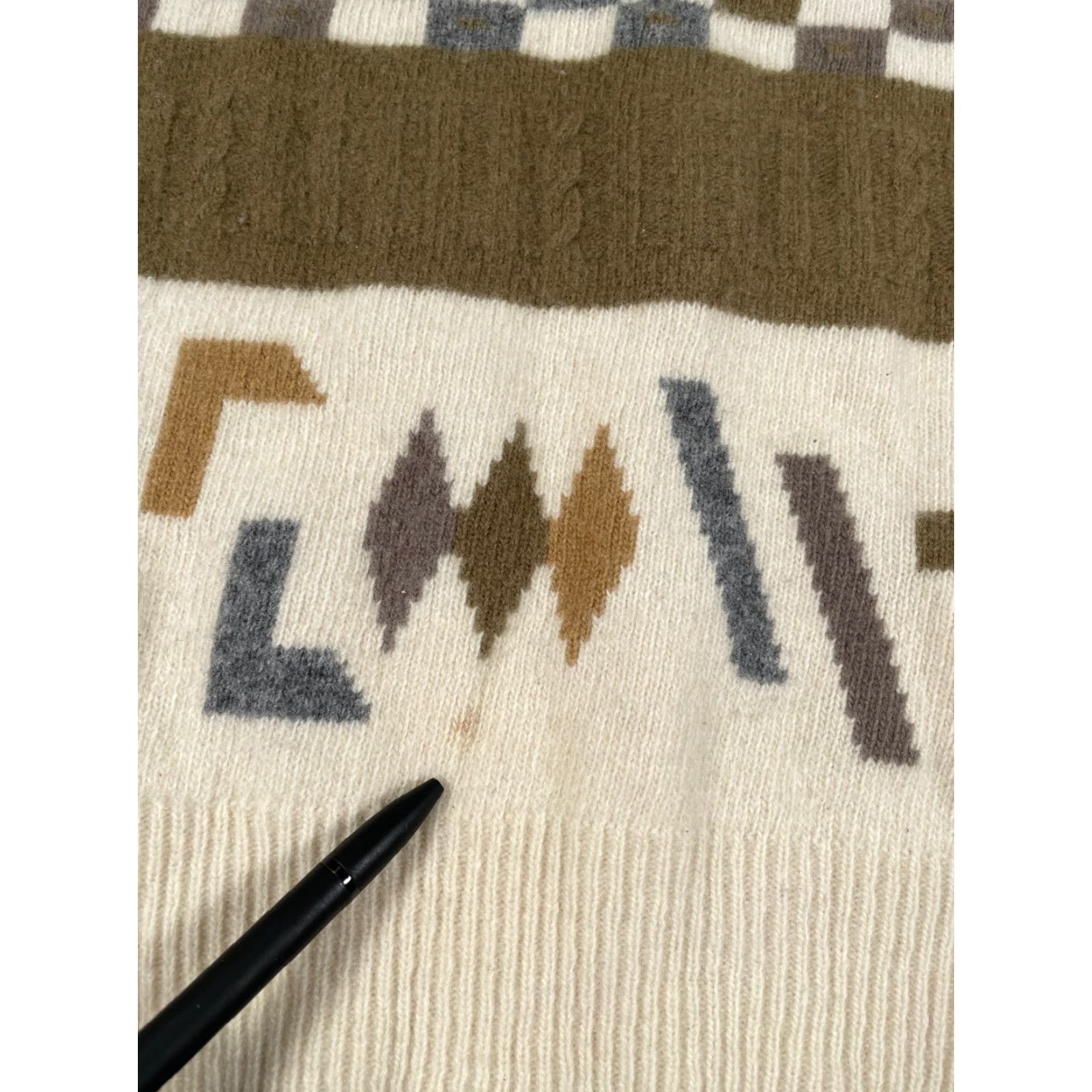 Vintage VINTAGE 80s Monte Carlo Lambs Wool Geometric Abstract Pattern Sweater Mens Small Ivory Size US S / EU 44-46 / 1 - 4 Thumbnail