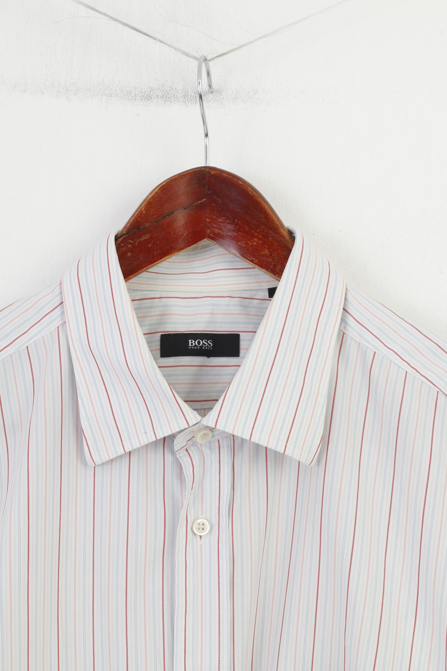 Hugo Boss × Vintage Hugo Boss Men 44 17.5 Casual Shirt Short Sleeve Cotton 4305 Size 44R - 2 Thumbnail