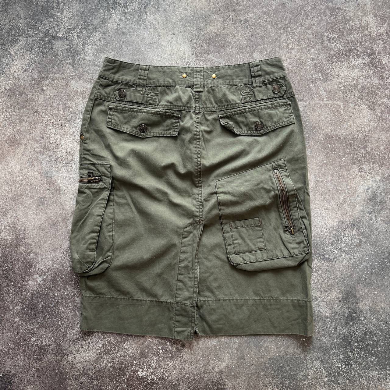 20471120 Y2K Military Style Avant Garde Cargo Midi Skirt Size 29" - 3 Thumbnail