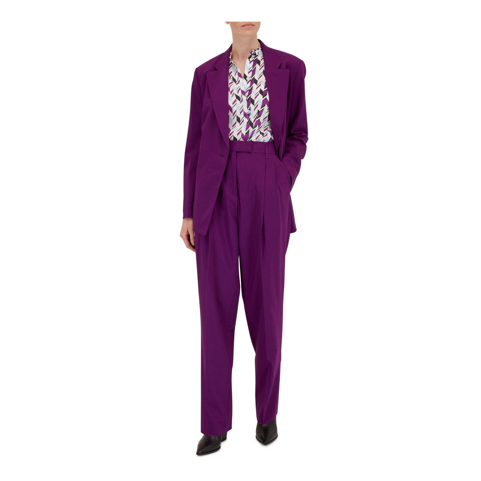 DOROTHEE SCHUMACHER Dorothee Schumacher Purple Geometric Print Fluid Blouse Size L / US 10 / IT 46 - 2 Thumbnail