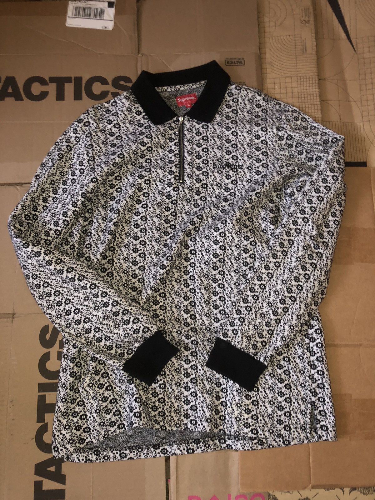 非売品 Supreme 18FW Floral Jacquard Zip LS Polo | yasnabeauty.com