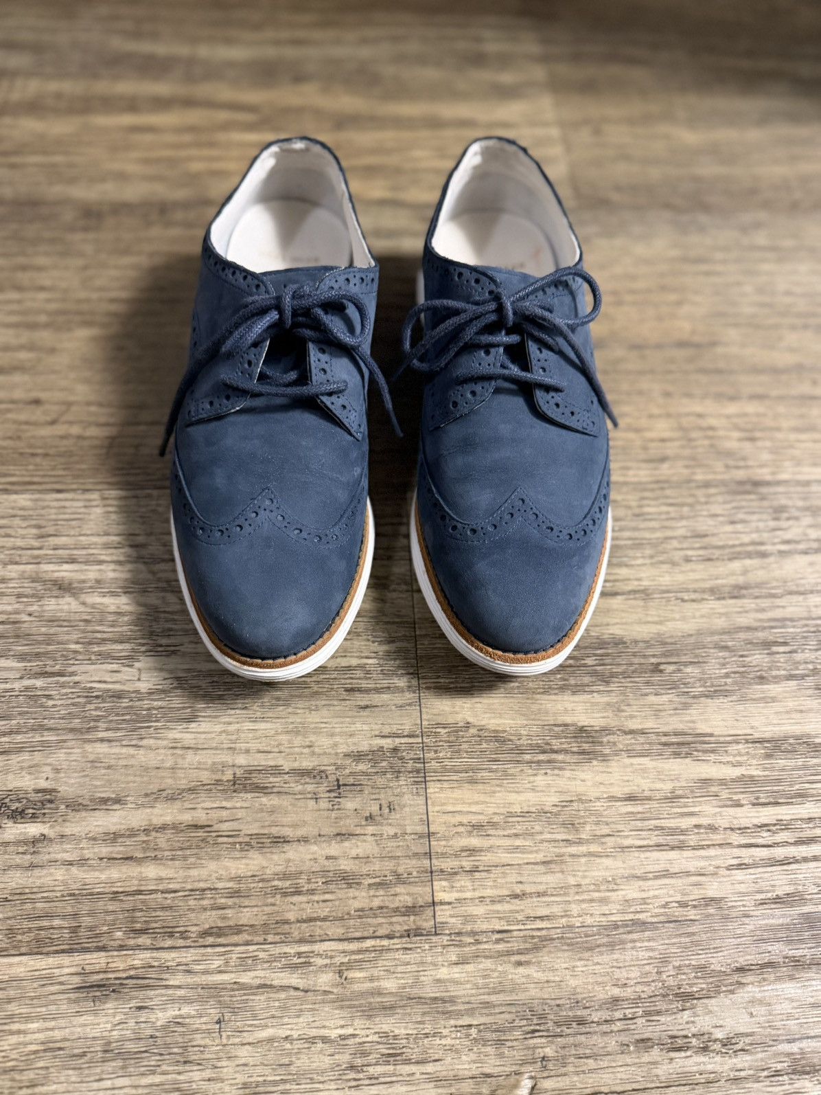 Cole Haan Cole Haan OriginalGrand Blue Suede Wingtip Oxfords - Size 7B Size US 7 / IT 37 - 2 Thumbnail
