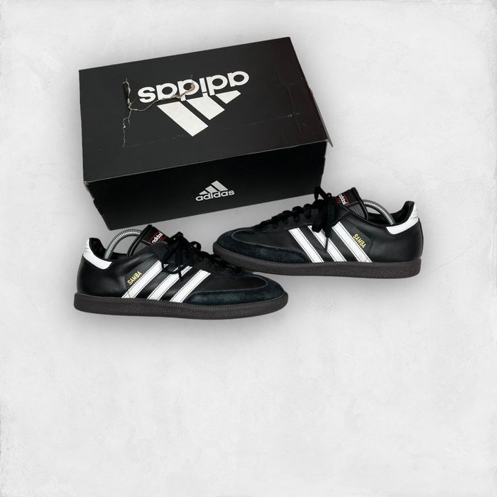 Adidas Adidas Samba 019000 Men's Core Black White Leather Shoes