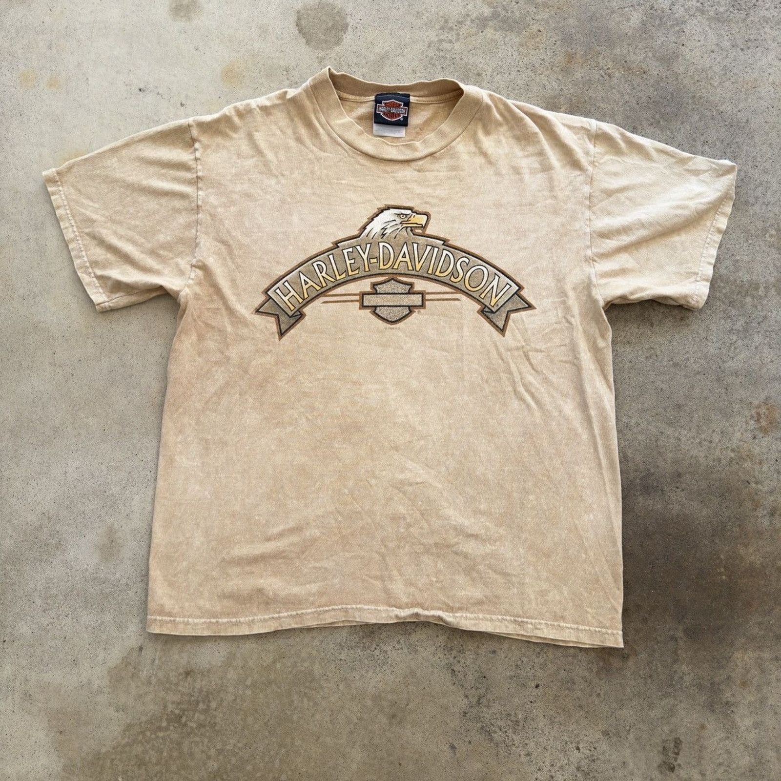 Harley Davidson Harley Faded Beige Logo Shirt ERD Grunge Chrome WCC Biker Size US L / EU 52-54 / 3 - 1 Thumbnail