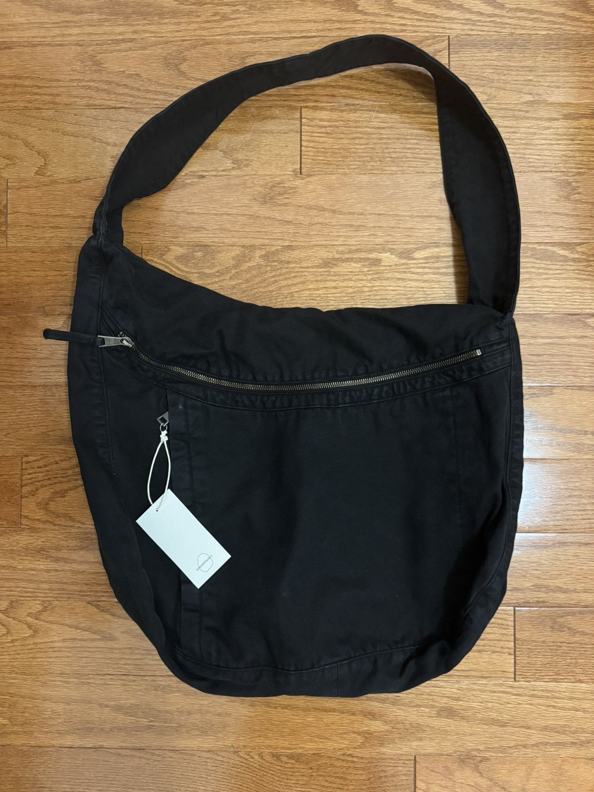 No Maintenance Black Washed Canvas Sling Bag, Men's