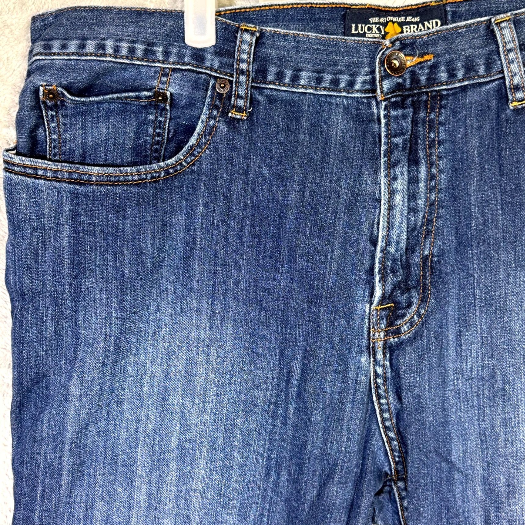 Lucky Brand Lucky Brand 361 Men Jeans 40 x 30 Blue Denim Vintage Straight Mid-Rise Stretch Size US 40 / EU 56 - 3 Thumbnail
