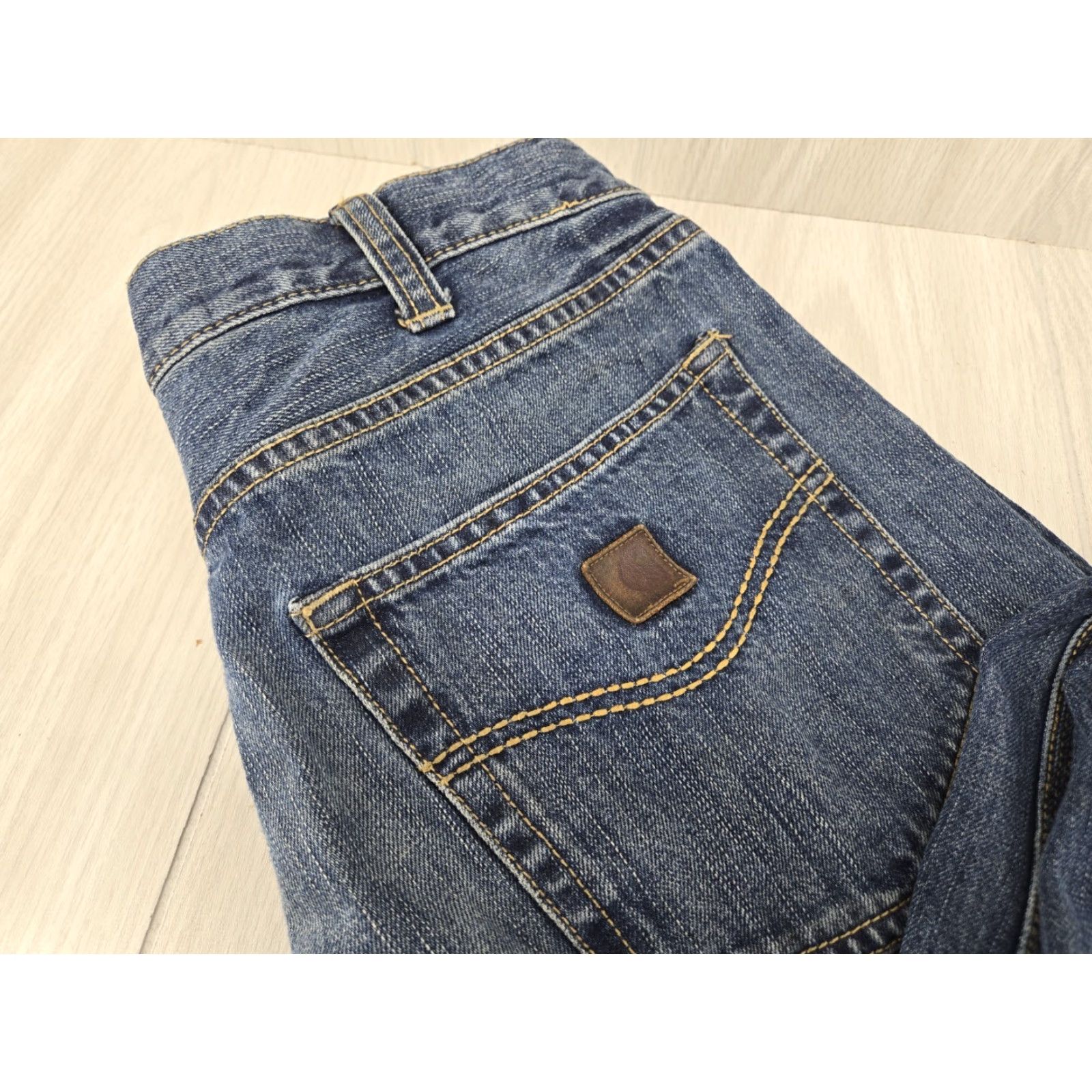 Carhartt Carhartt Jeans 101019 960 Loose Fit Straight Leg Mens Denim Work Jeans 33x34 Blue Regular 34 Inseam Mens Denim Jeans Tight Hole Size US 33 - 3 Thumbnail