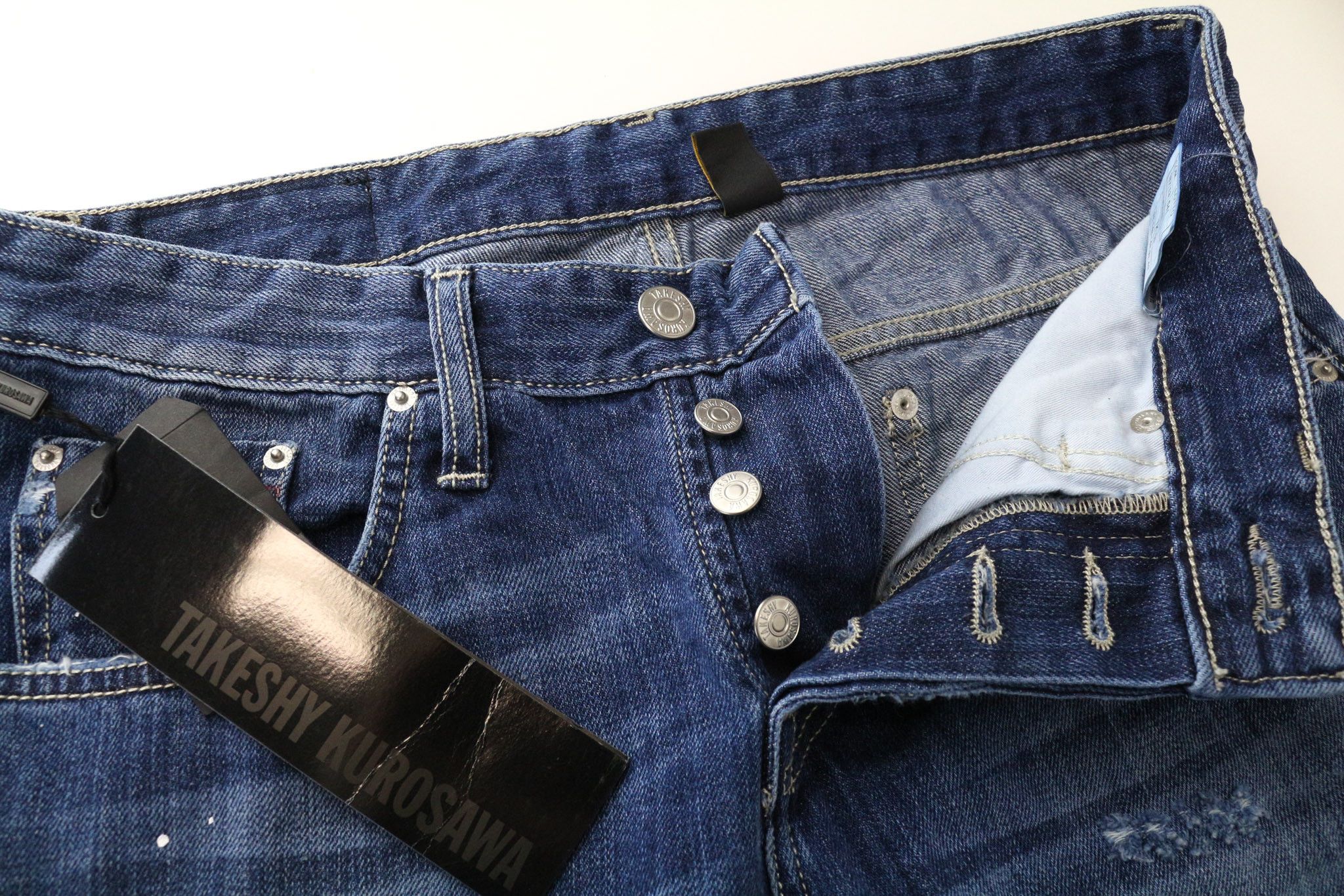 Takeshy Kurosawa TK 08 W32 Blue Slim Distressed Jeans 75908 Size US 32 / EU 48 - 3 Thumbnail