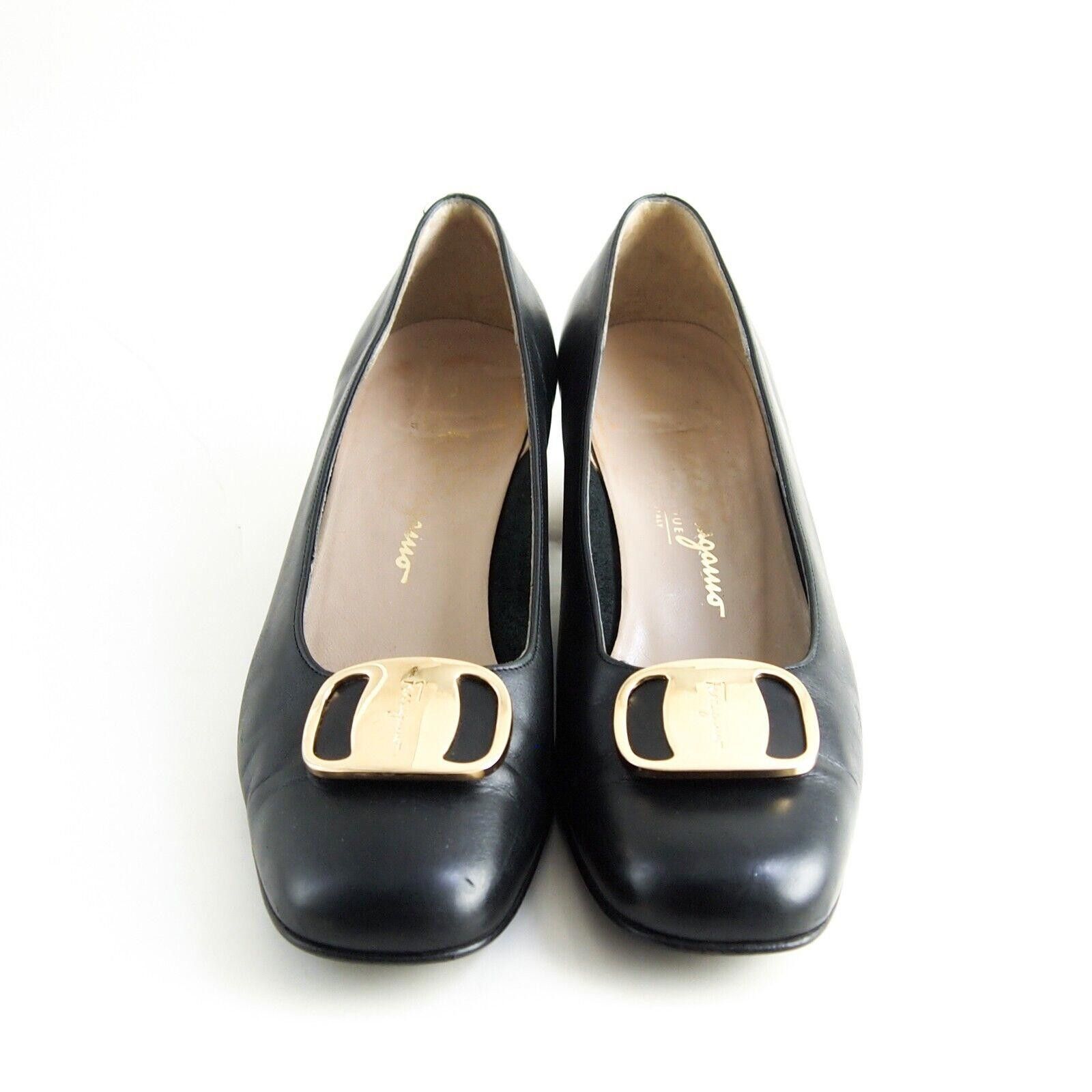 Salvatore Ferragamo Ferragamo Vara Mid Heel Pumps Black US 8 EU 38 M Size US 8 / IT 38 - 1 Thumbnail