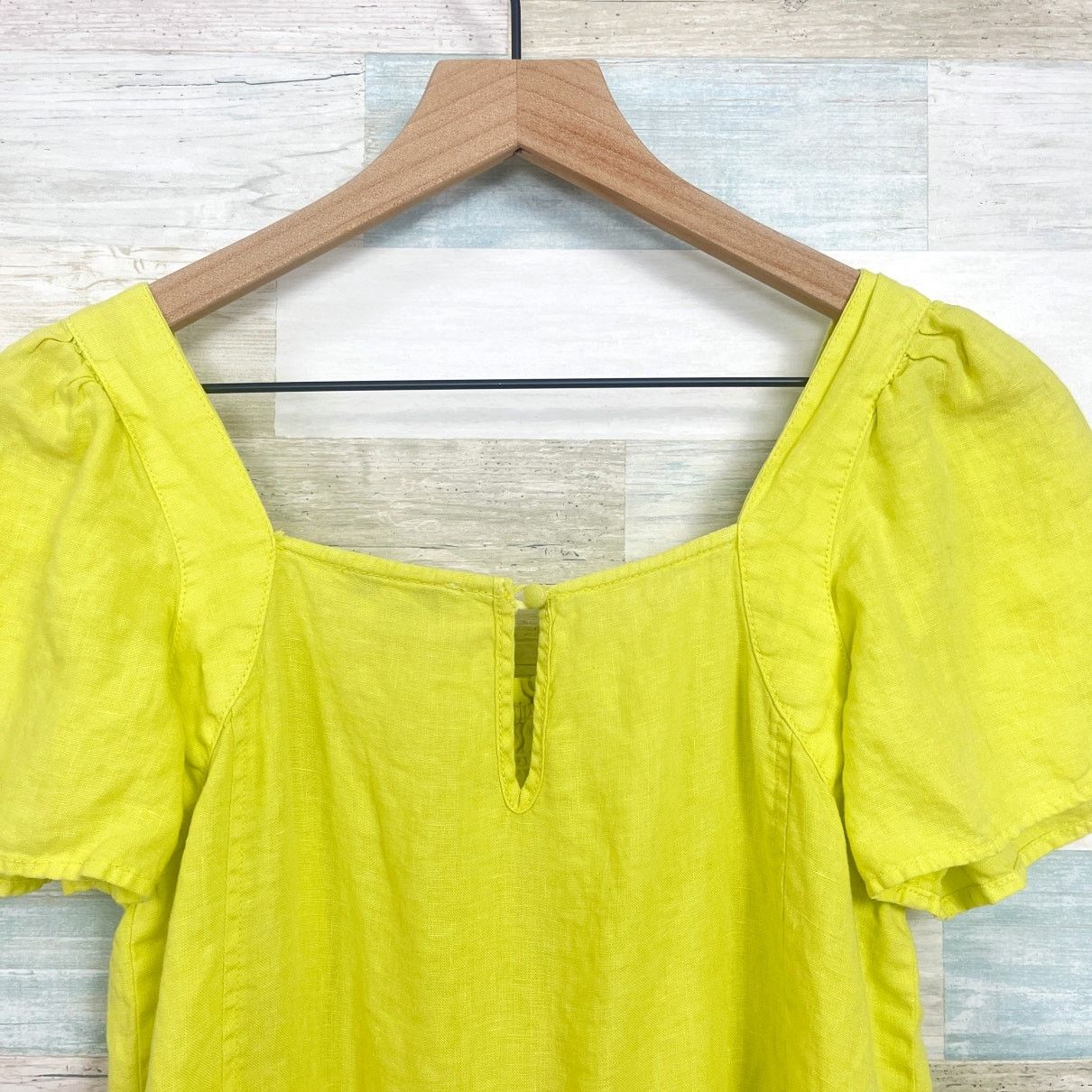 Joie JOIE Linen Alina Romper Neon Yellow Smocked Pockets Women XS Size 25" / US 0 / IT 36 - 5 Thumbnail