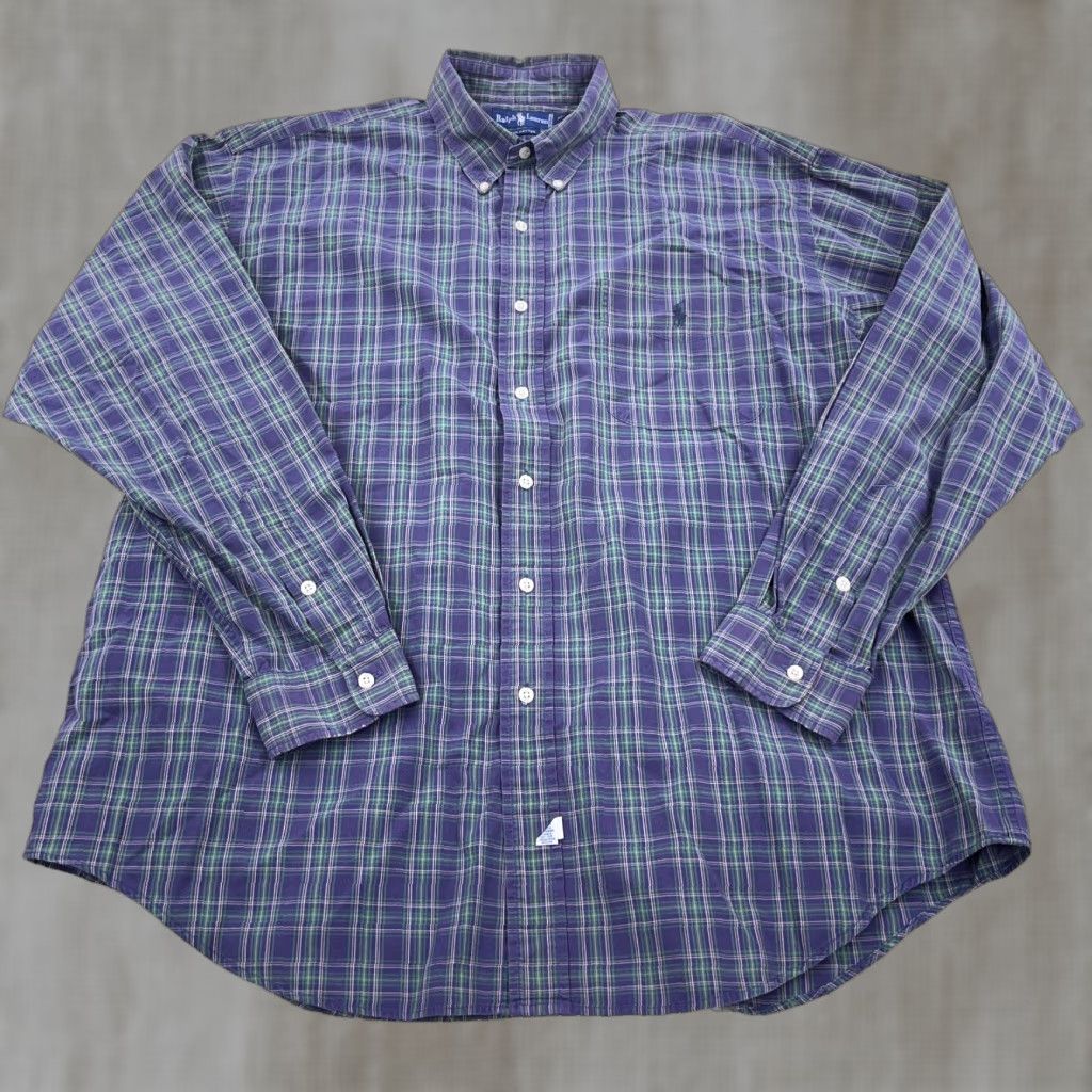 Ralph Lauren Ralph Lauren Oxford Shirt Men XL Purple Plaid Button Up Pocket OCBD Faded VTG • Button-Front • 100% Cotton • Regular Fit Womens? Size US XL / EU 56 / 4 - 1 Thumbnail