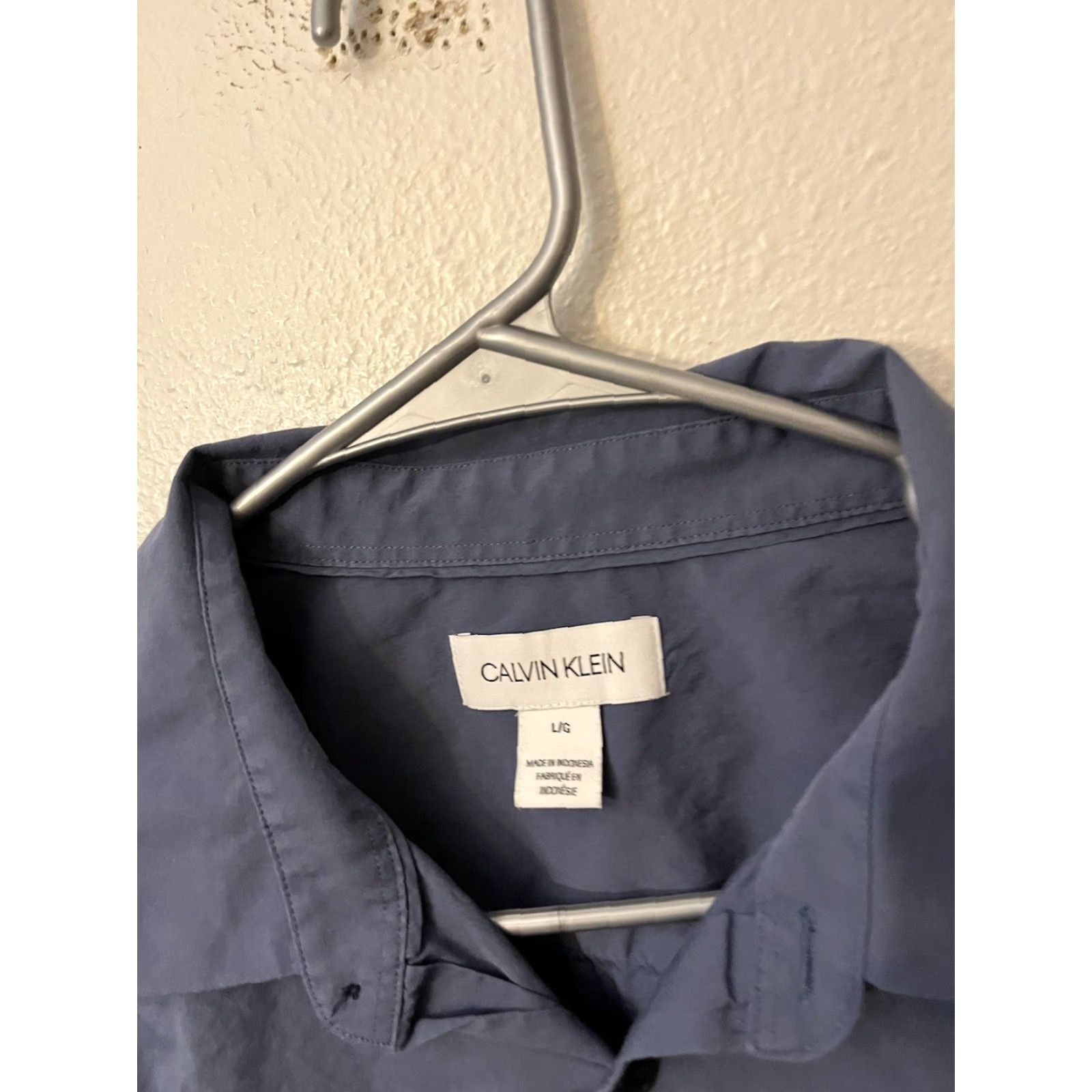 Calvin Klein Calvin Klein Shirt Men Button Dress Shirt Reg Fit Large Blue Solid Size 42R - 2 Thumbnail