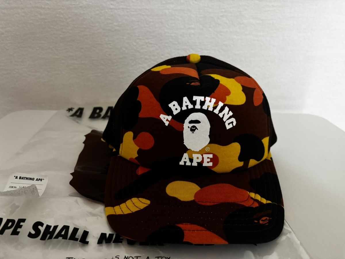 Bape Authentic ape bape 1st camo college cap trucker hat new Size ONE SIZE - 2 Thumbnail