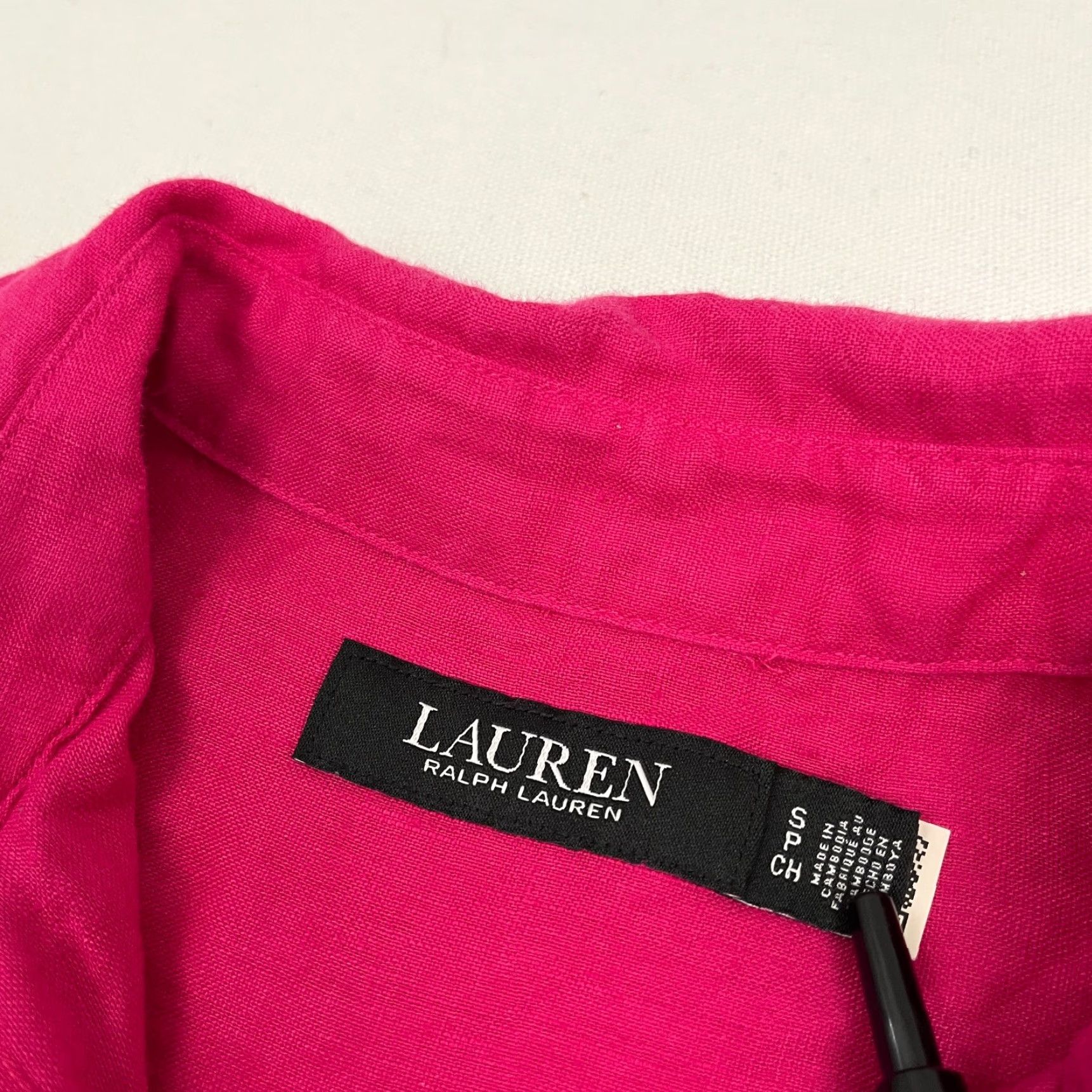 Ralph Lauren Lauren Ralph Lauren Womens Small Pink Linen Embroidered Rolled Cuff Beach Prep Shirt Size S / US 4 / IT 40 - 4 Thumbnail