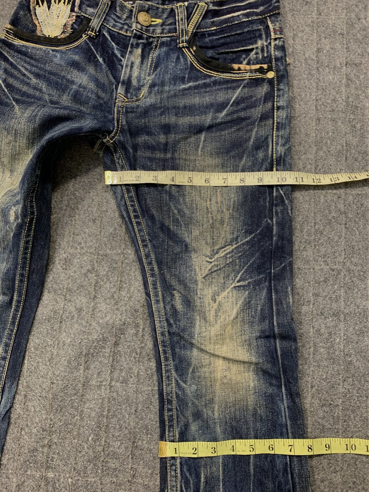 Japanese Brand Red Pepper Gold Label Embroidery Logo Indigo Denim Jeans Size US 30 / EU 46 - 14 Thumbnail