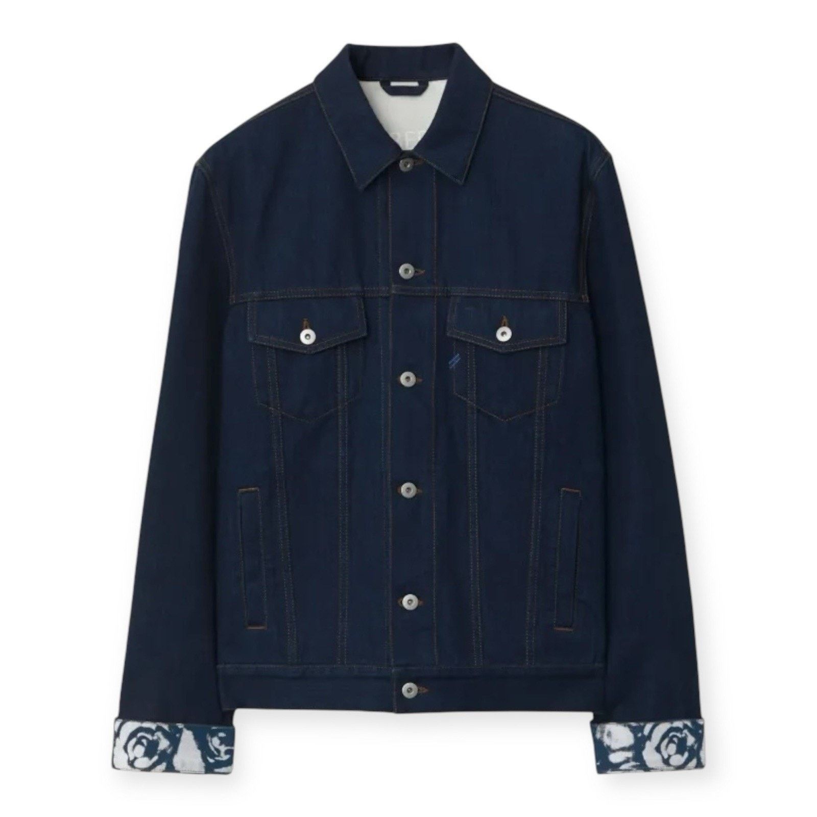 Burberry Mens London Navy Blue Denim Flocked Jacket XL $ 1790 Msrp Size US XL / EU 56 / 4 - 1 Thumbnail