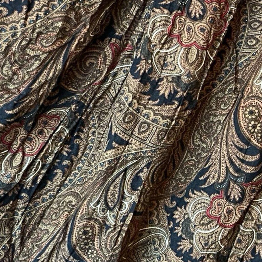 Vintage Vtg 80s Collections High Waist Pleated Paisley Midi Skirt S Size 27" / US 4 / IT 40 - 3 Thumbnail