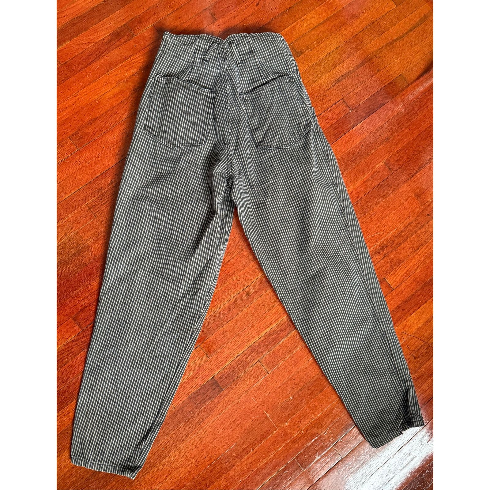 Vintage Vintage 70's Black Gray Striped Straight Leg Button Jeans XS Size 25" / US 0 / IT 36 - 2 Thumbnail