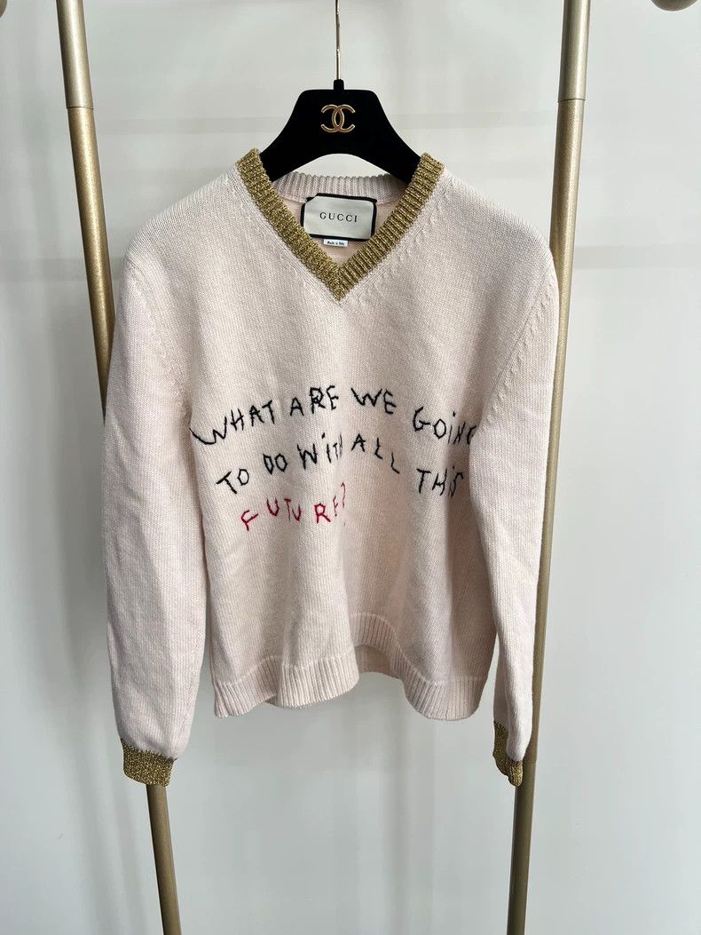 Gucci Gucci Knit Sweater with Embroidered Text- DMC Size US XS / EU 42 / 0 - 1 Thumbnail