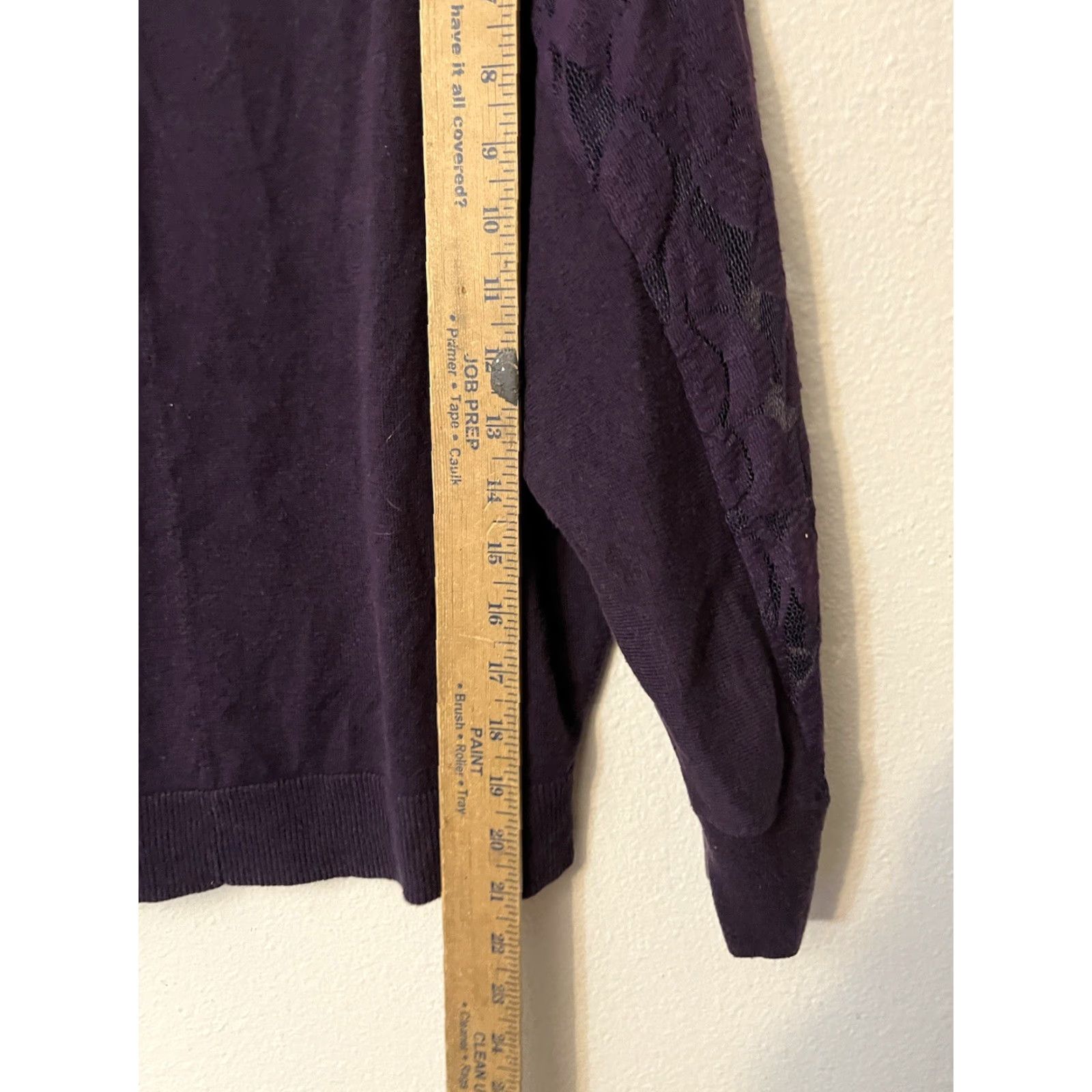 American Eagle Outfitters American Eagle Outfitters Sweater Cardigan Womens Large Purple Lace Open Front 3/4 Sleeve V-Neck Knit Solid Casual Vintage No Size L / US 10 / IT 46 - 4 Thumbnail