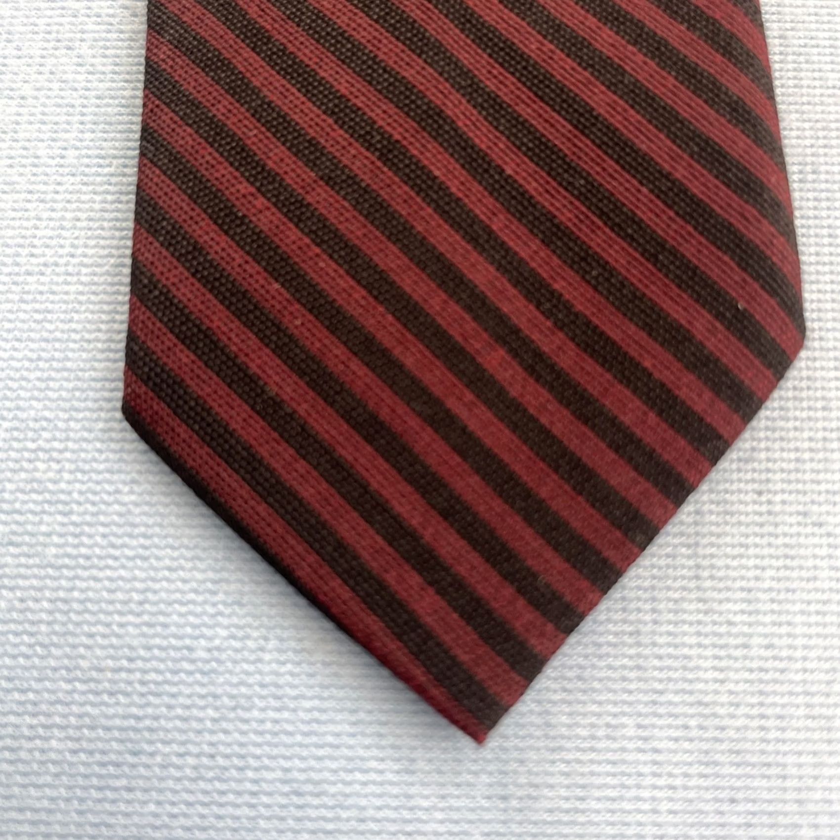 MCM vtg 60s Wool Dacron NeckTie Slim 2" Red Black Stripe MCM Capsule Tie 2x57 Capsule Slim Necktie Mens Tie Size ONE SIZE - 2 Thumbnail