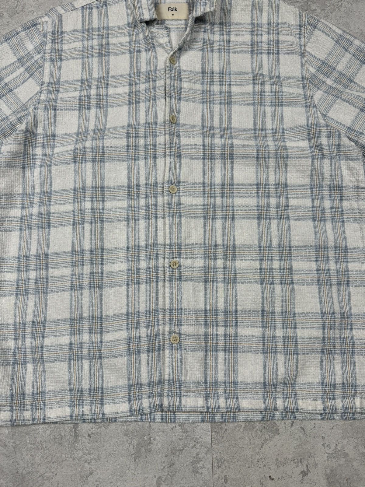 Folk Folk Linen Blend Plaid Short Sleeve Shirt Size XL Blue White Size US XL / EU 56 / 4 - 4 Thumbnail
