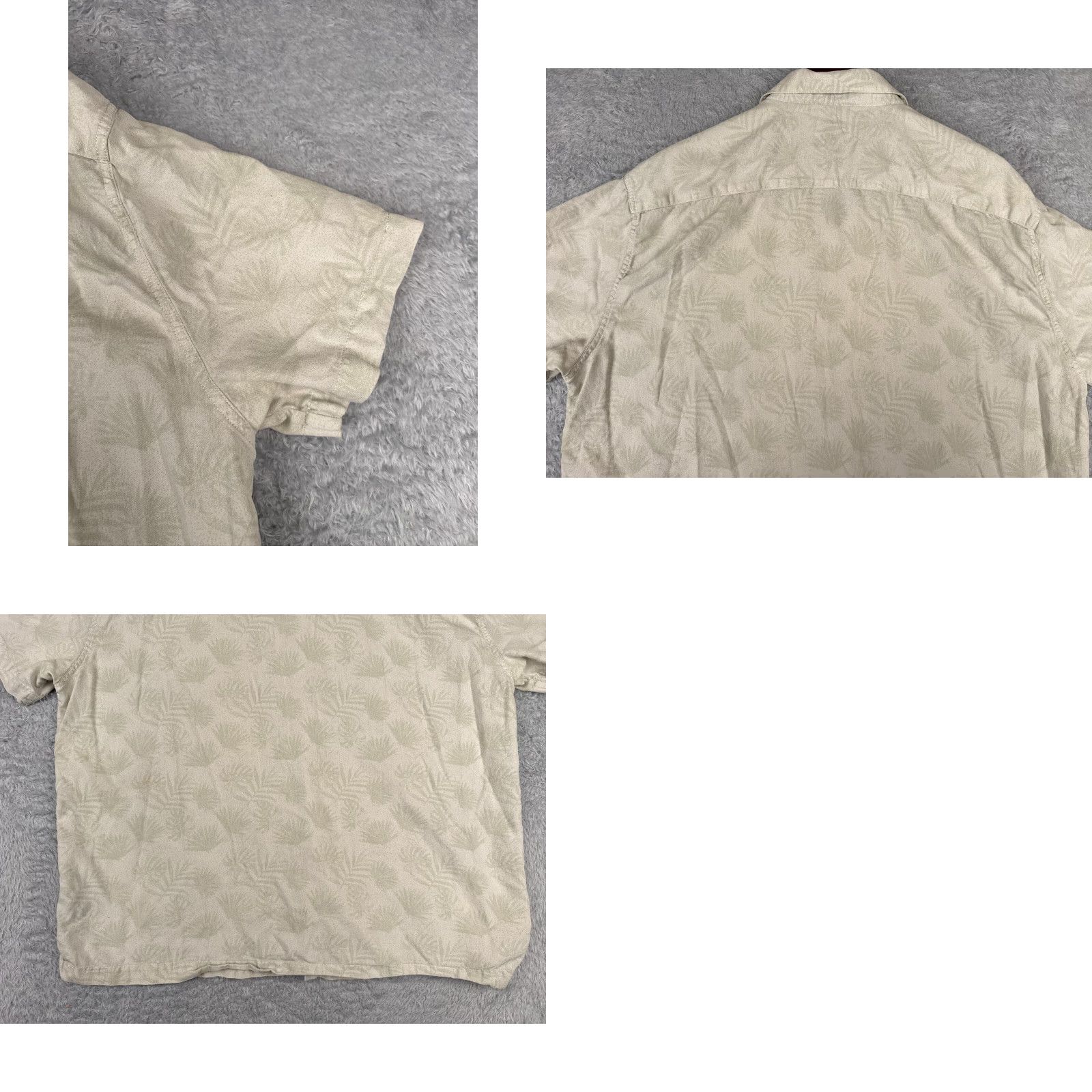 Nat Nast Nat Nast Mens Button-Up Hawaiian Shirt XL Beige Silk Cotton Blend Floral Palm Leaf Printed Hawaiian Adults Mens Size US XL / EU 56 / 4 - 10 Thumbnail