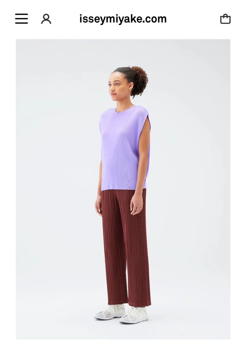 Issey Miyake Issey Miyake size:3 Angolan red pleated straight-leg pants Size 22" - 3 Thumbnail