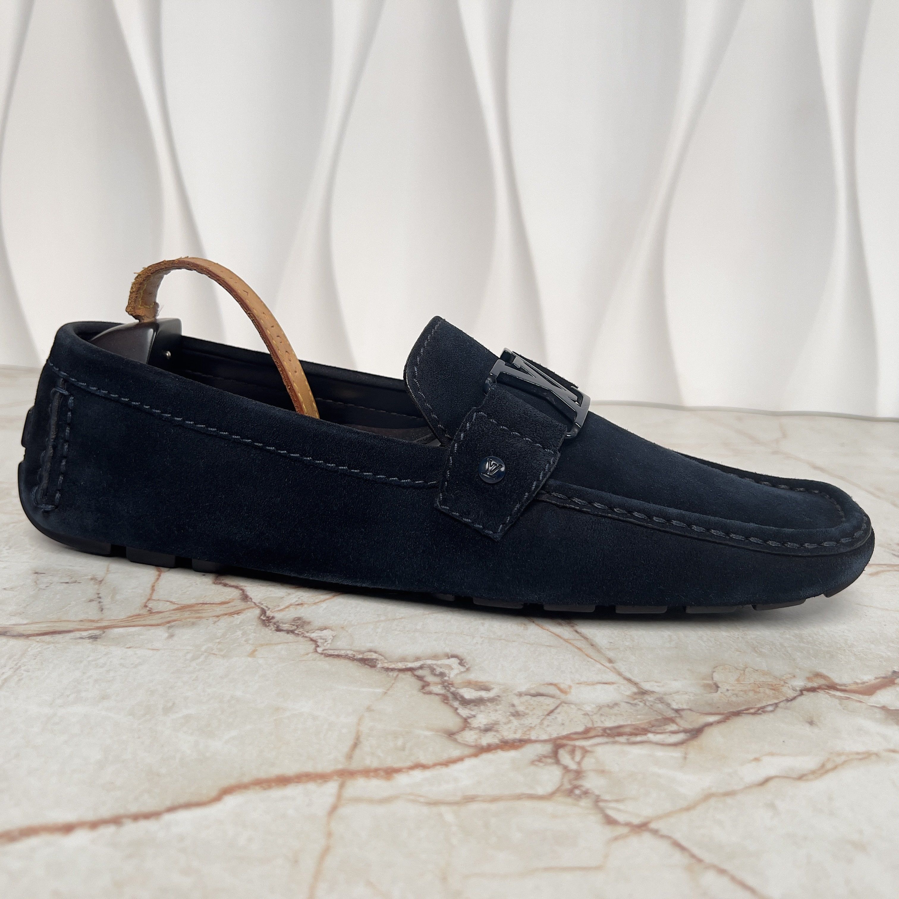 Louis Vuitton Monte Carlo LV Logo Driving Moccasins Blue Suede Size US 10 / EU 43 - 5 Thumbnail