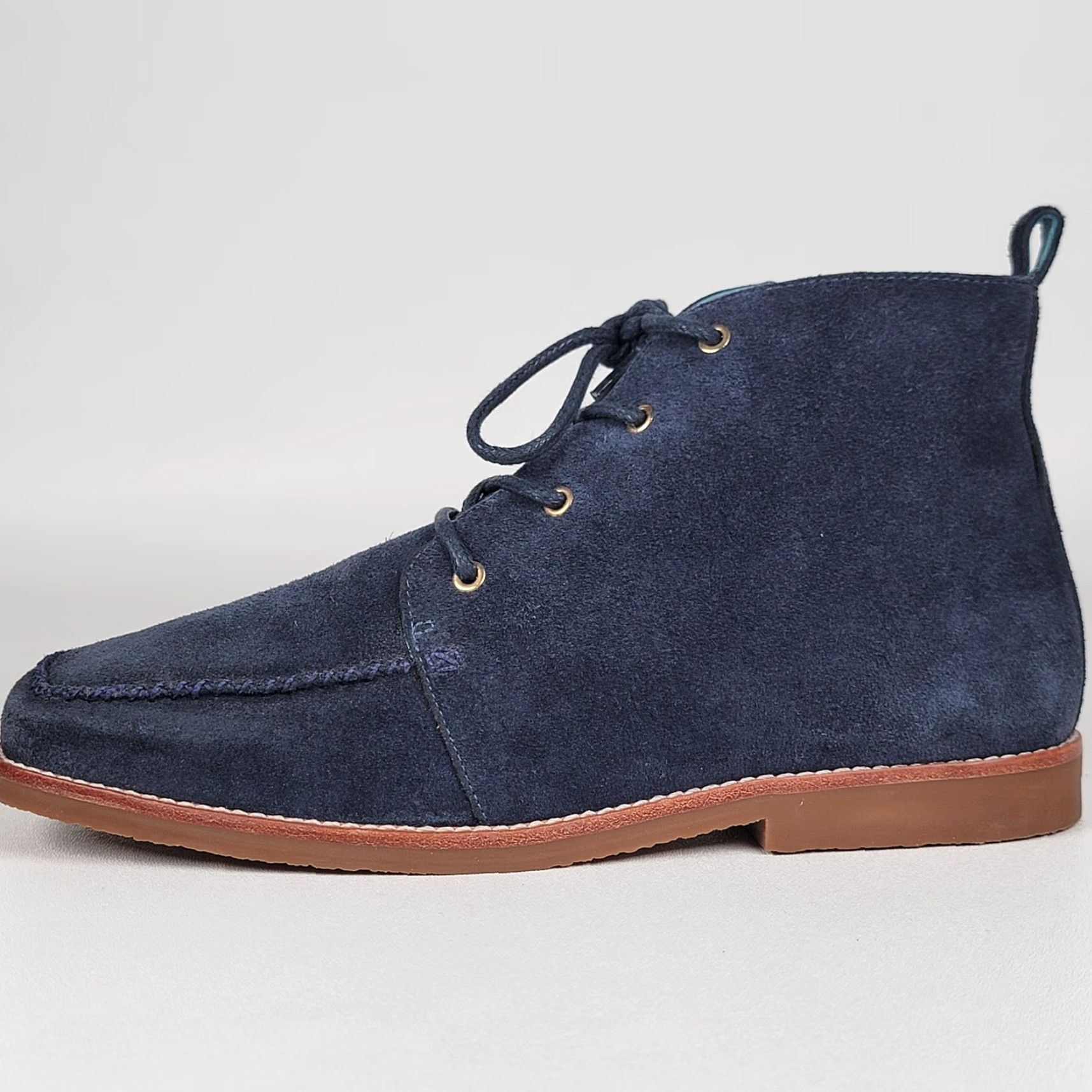 Valentino Frances Valentine Boots Women’s Davis Blue Suede Chukka Ankle Zip Square Toe 9B Womens Fall Winter Leather Lining Rubber Sole Boots Size US 9 / IT 39 - 7 Thumbnail