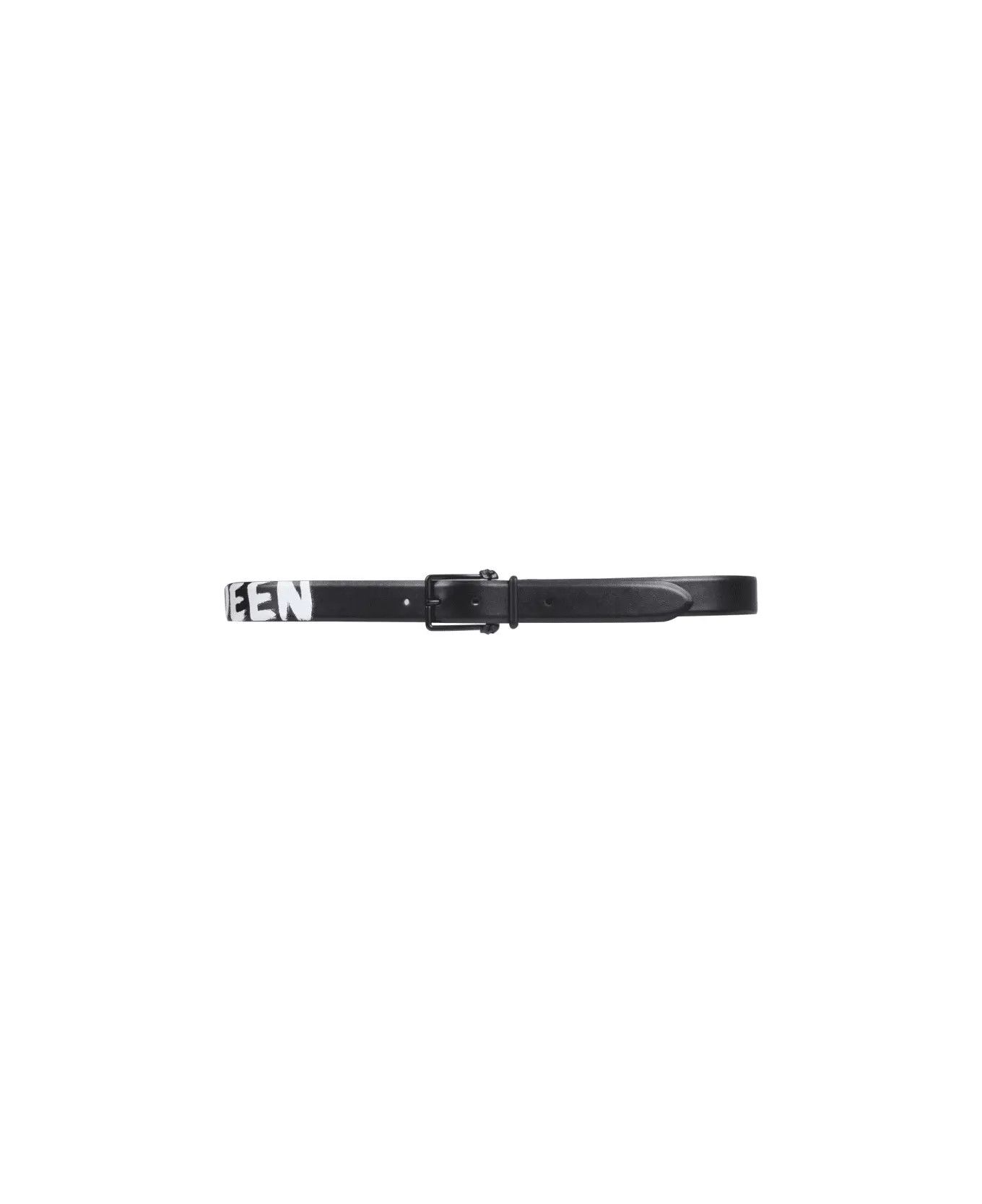 Alexander McQueen o1s22i1n0925 Size: 90 / Graffiti Belt in Black/White Size 36 - 1 Thumbnail