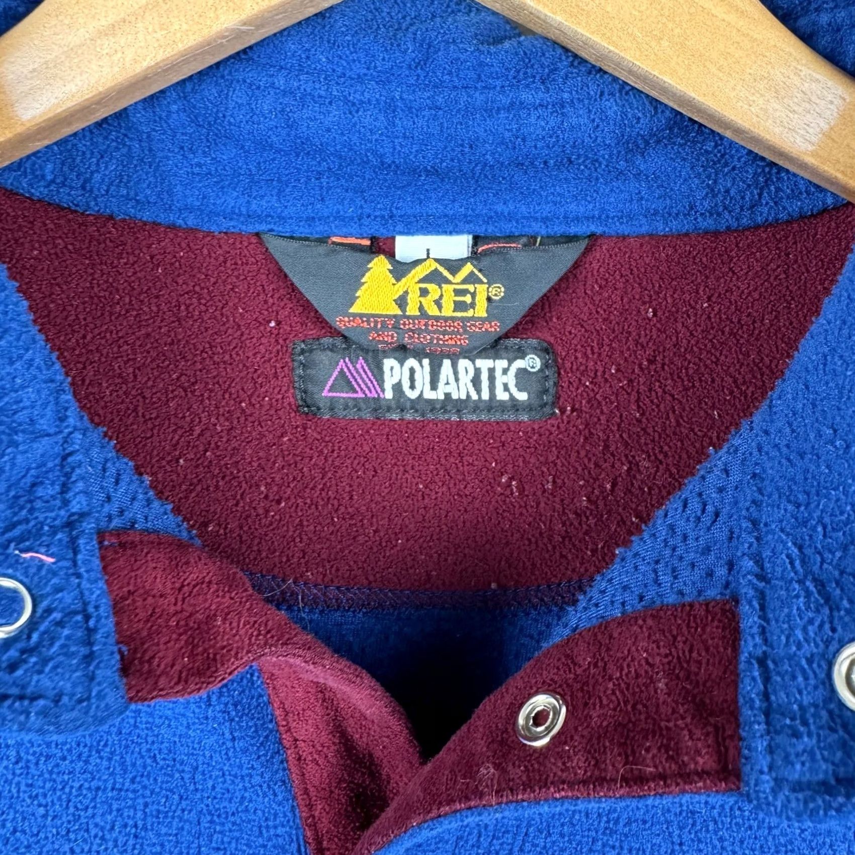 Vintage VINTAGE REI Sweater Pullover 90s Fleece Polartec Mock Neck Long Sleeve Blue Mens L 1/4 Snap Button GORP Size US L / EU 52-54 / 3 - 2 Thumbnail