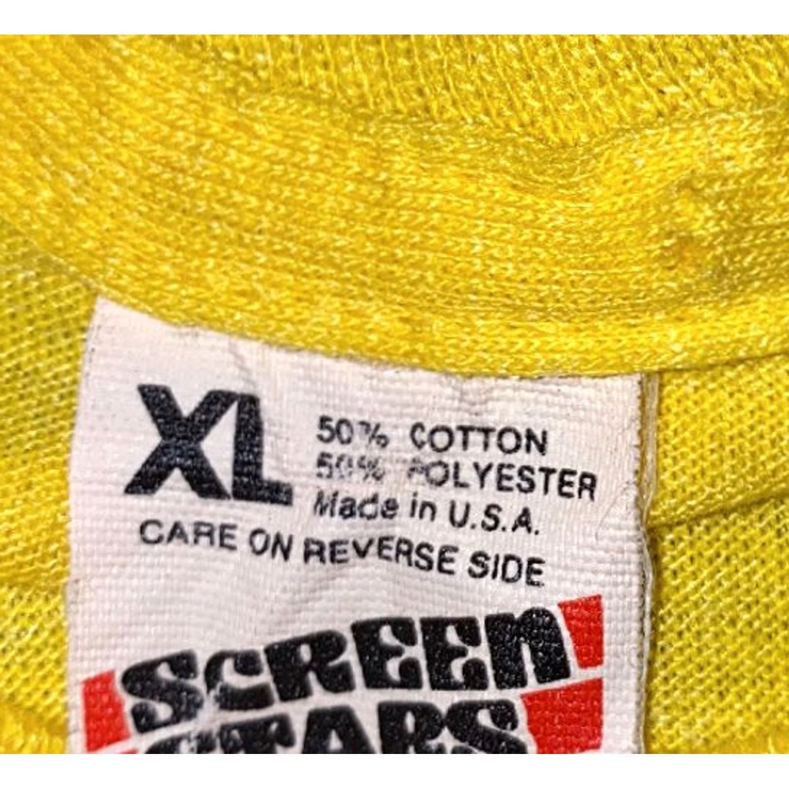 Vintage VINTAGE Screen Stars Mens Yellow Graphic Short Sleeve Shirt XL 1989 Stars Shirt Mens X L Yellow Size US XL / EU 56 / 4 - 5 Thumbnail