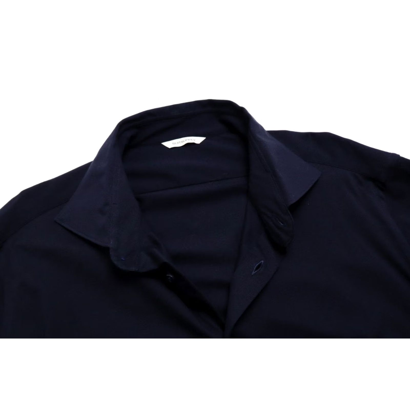 Suitsupply Suitsupply Slim Fit Formal Shirt Men's 2XL Cutaway Neck Button Up Navy Shirt Mens 2XL Navy Formal Button-Up Slim Fit Cotton Col Size 48R - 4 Thumbnail