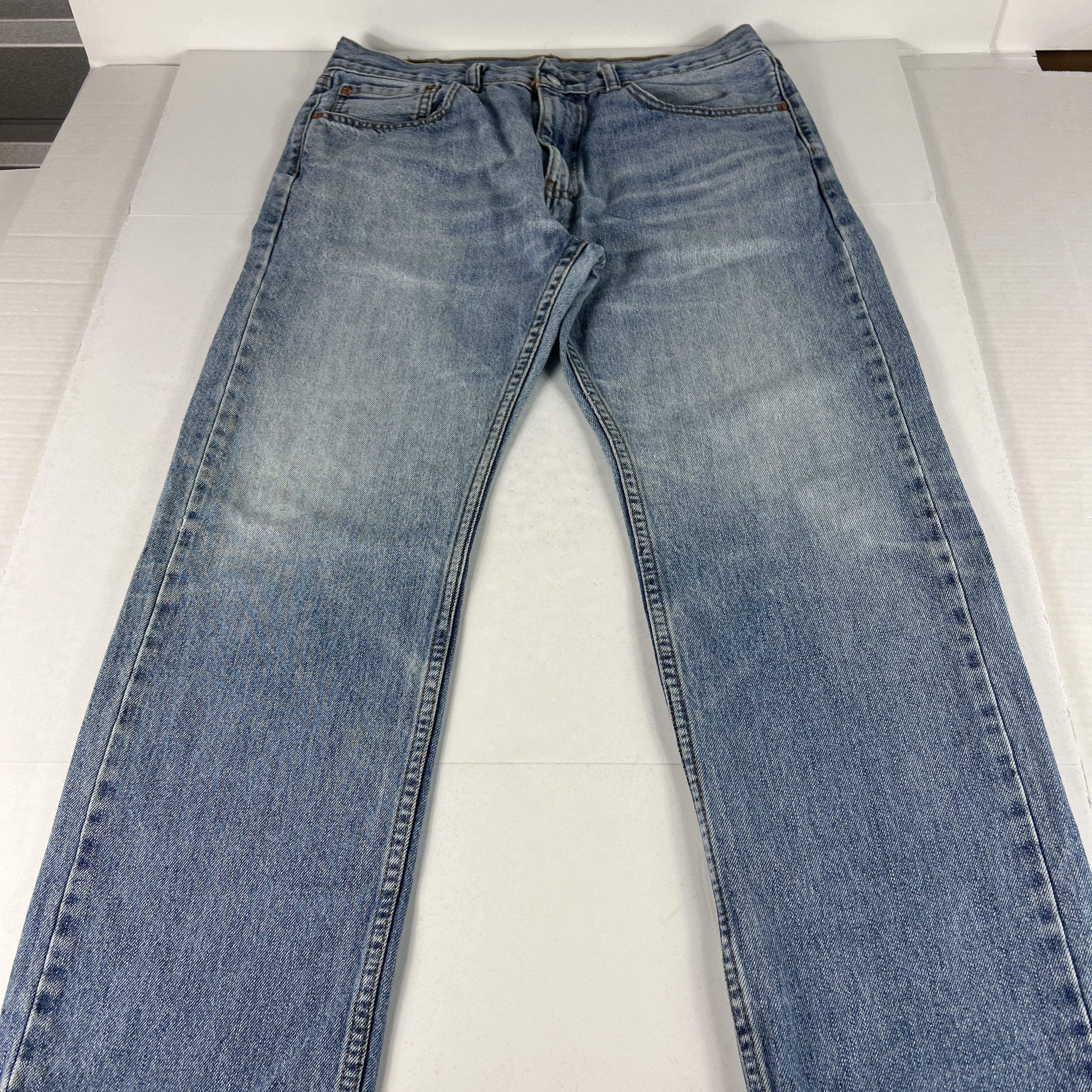 Levi's Levi's Jeans 505 Straight Blue Faded Whiskers Cotton Denim Size US 34 / EU 50 - 1 Thumbnail
