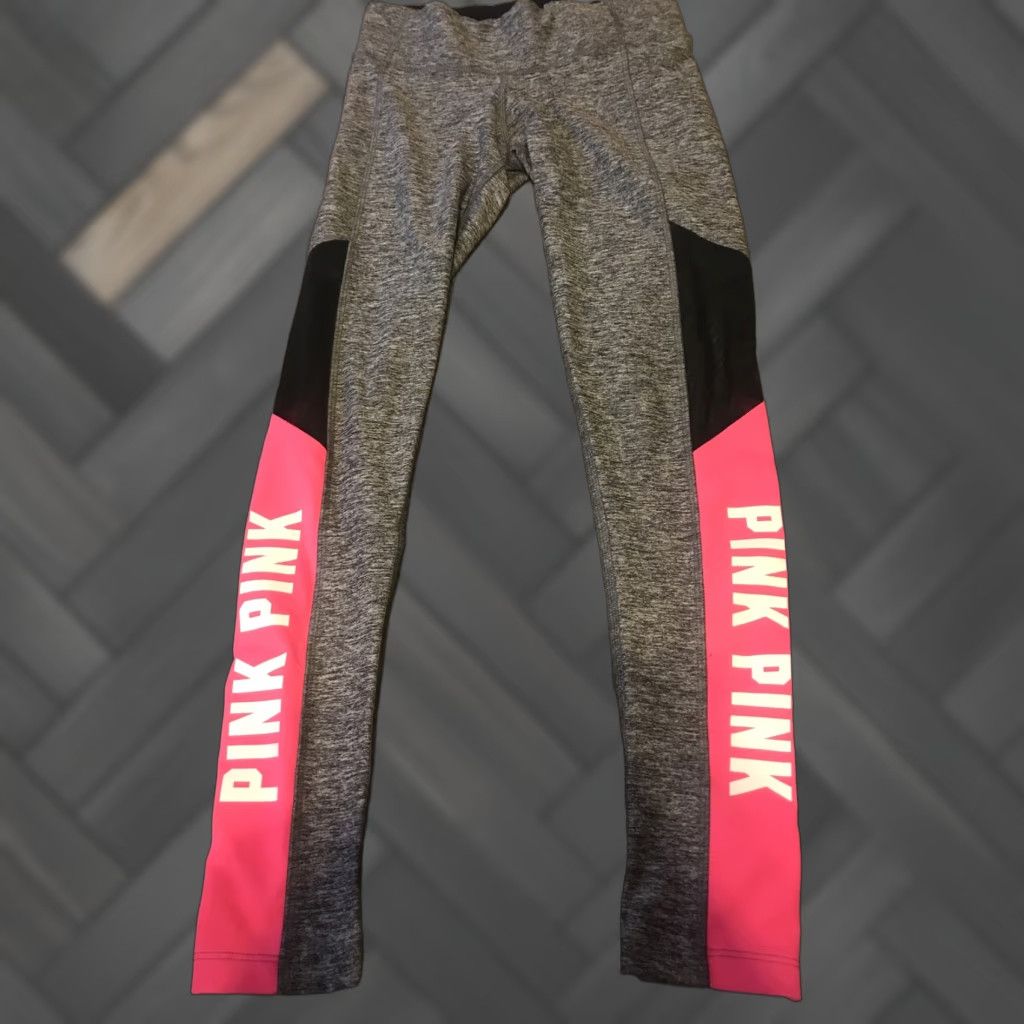 Victoria's Secret VINTAGE Victoria's Secret PINK Ultimate Grey Pink Leggings XS Womens Regular Full Length Elastic Waist Activewear Athleisure Logo Gray Size 26" / US 2 / IT 38 - 1 Thumbnail